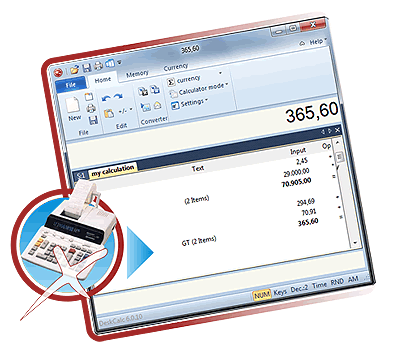 Deskcalc - Desktop adding machine with tape Screenshot